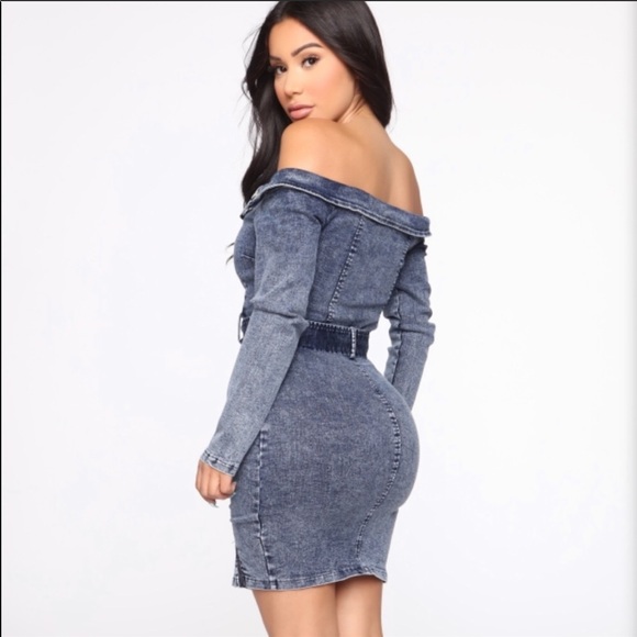 🛑 Jean Off-The-Shoulder Dress - Picture 3 of 6